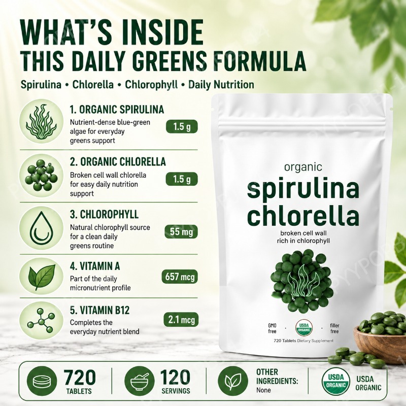 أقراص سبيرولينا وكلوريلا عضوية - مراجعة Spirulina Tablet Organic وسعره